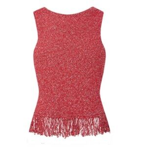 Red Sleeveless Fringe Hem Top